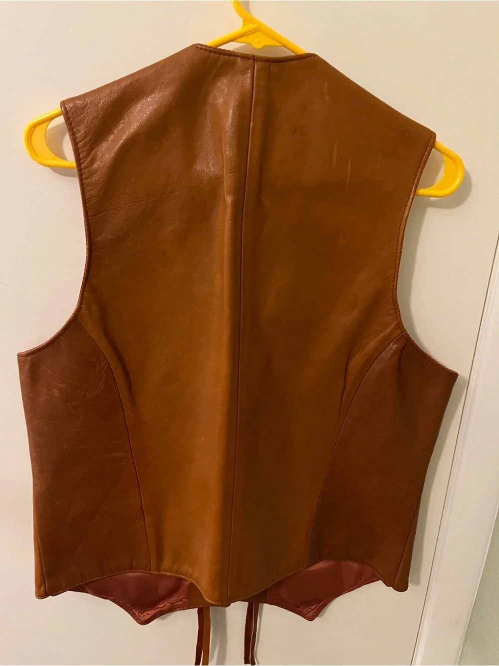 William Barry Brown Leather Vest with Tassel Ties
